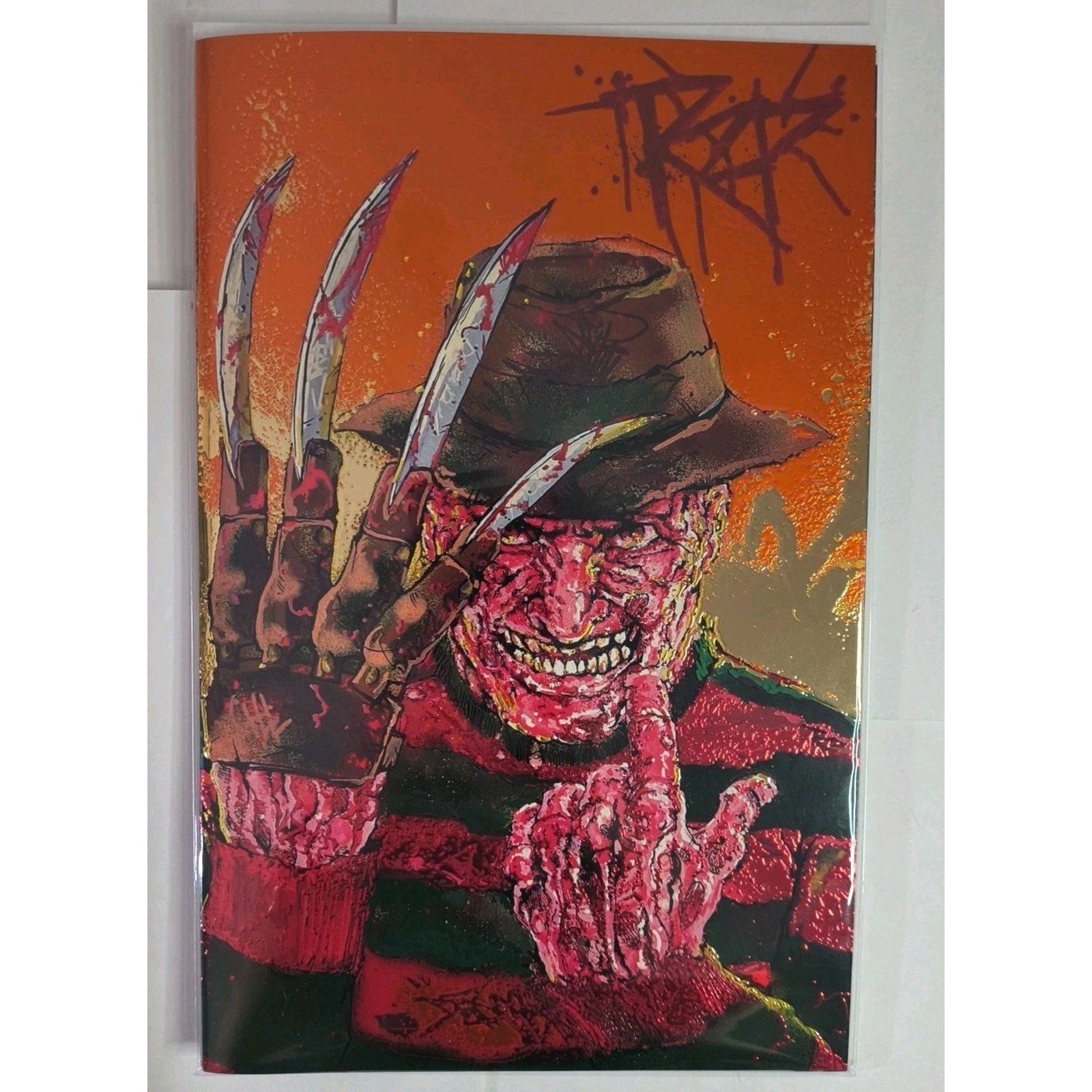 Dr Flaw Comix Presents On Fire - Embossed Foil Var Ltd 25 Freddy RZP SIGNED COA