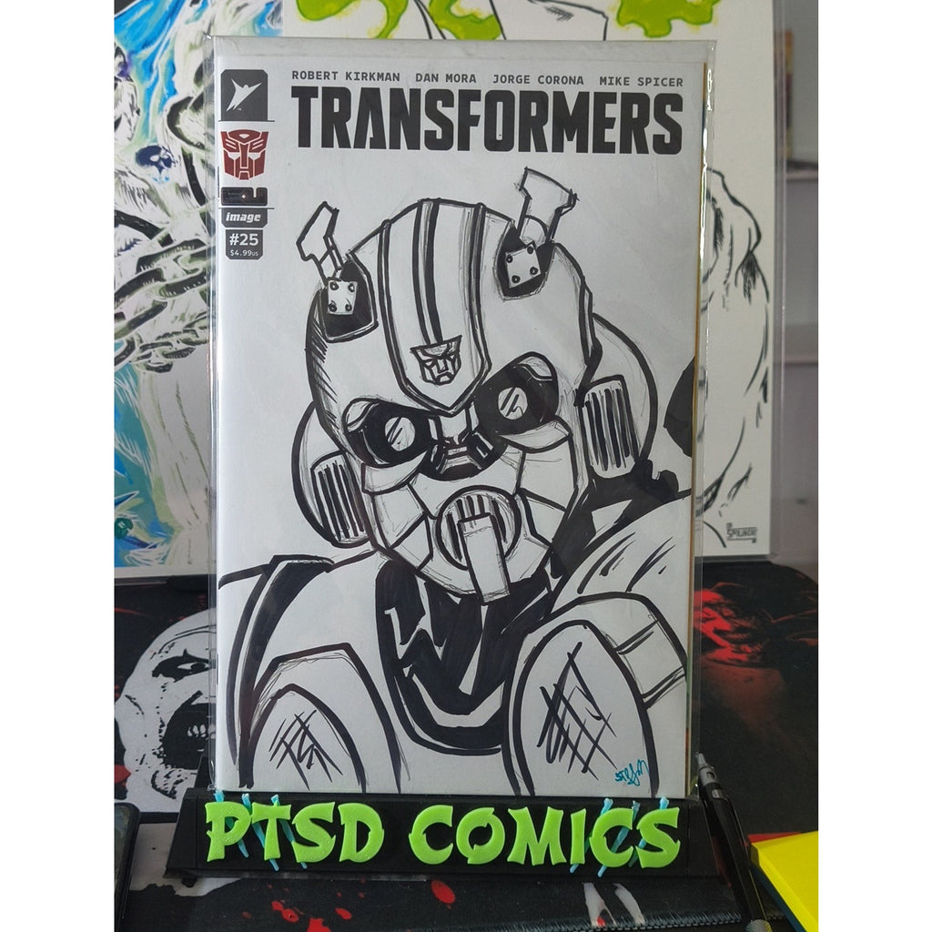 Transformers #25 Blank Sketch Bumblebee (John Spangler) PENCIL & Inked With COA