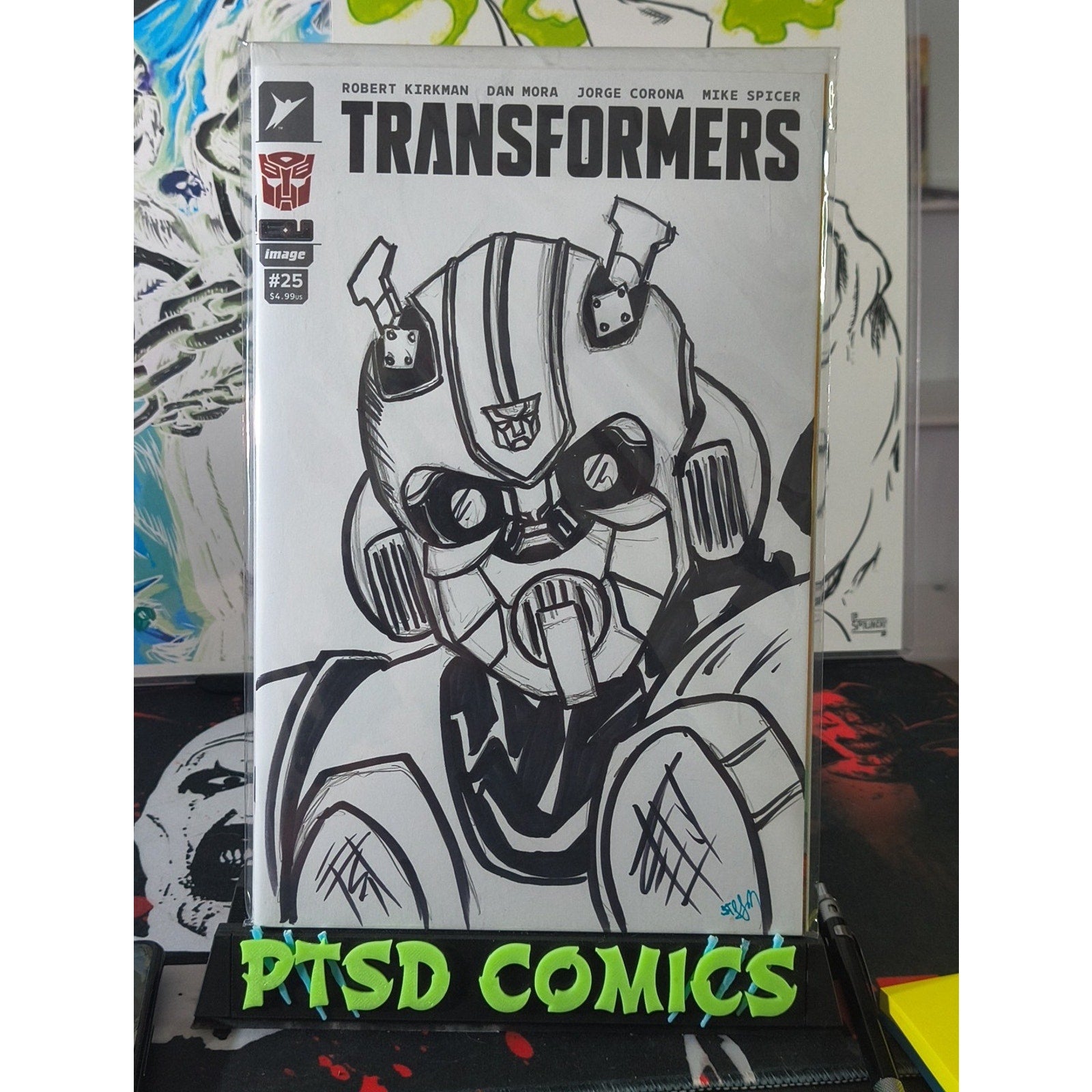 Transformers #25 Blank Sketch Bumblebee (John Spangler) PENCIL & Inked With COA
