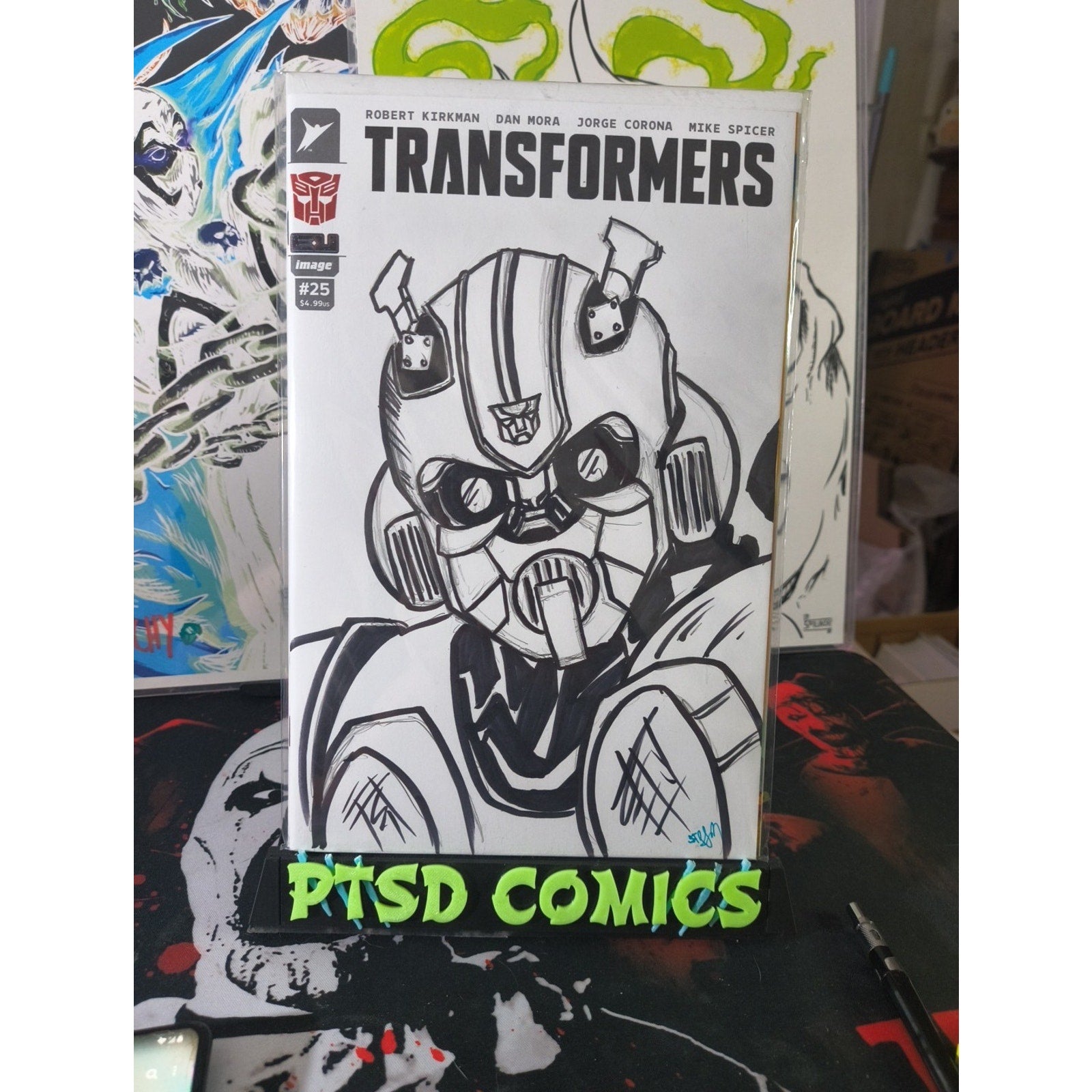 Transformers #25 Blank Sketch Bumblebee (John Spangler) PENCIL & Inked With COA